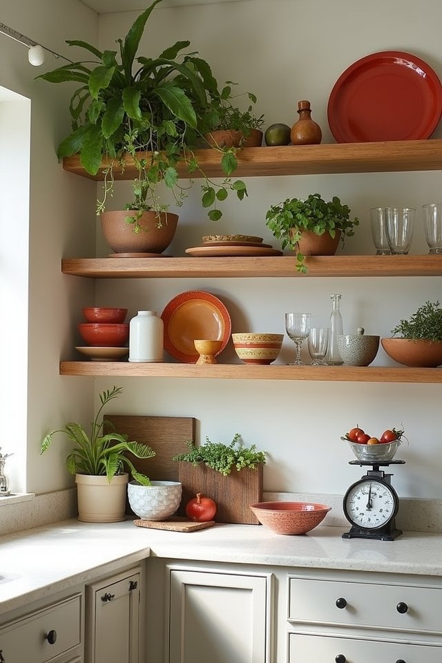 open shelving kitchen display