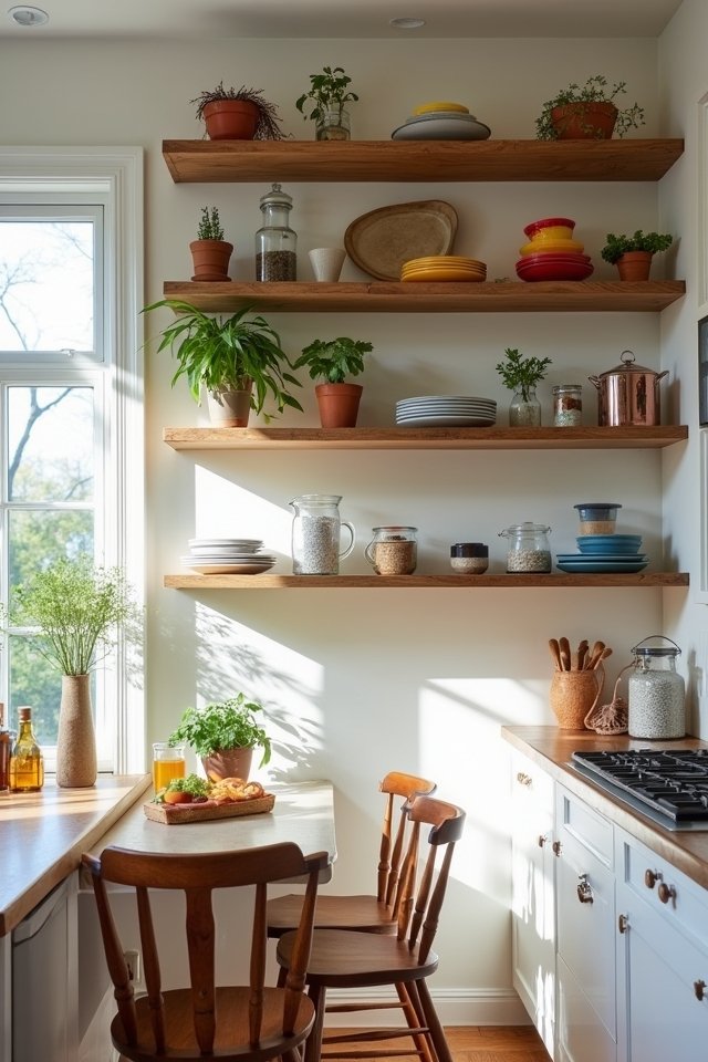 open shelving kitchen display