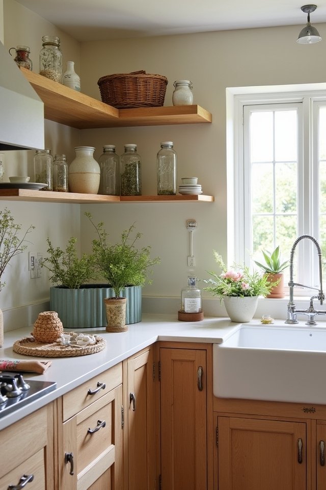 open shelving kitchen display