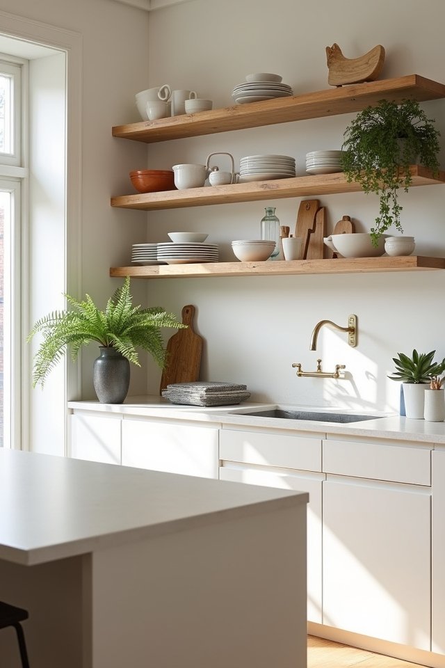 open shelving meets cabinets
