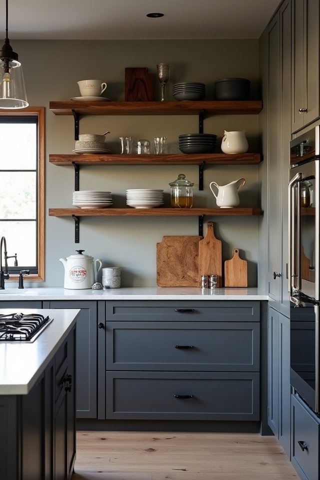 open shelving with accents