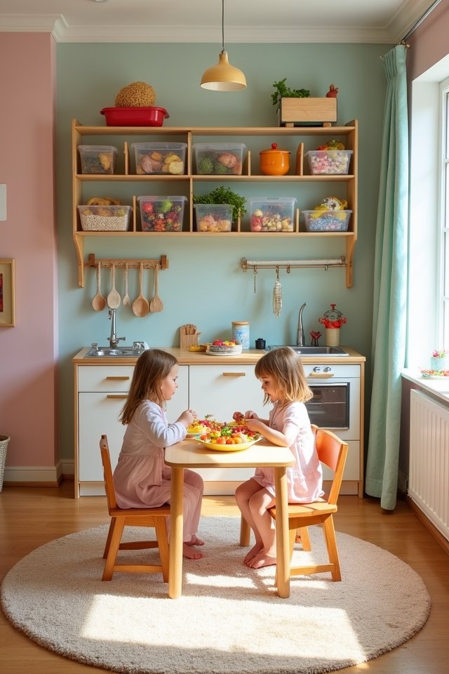 organized play kitchen accessories