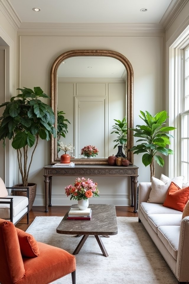oversized mirrors enhance spaces