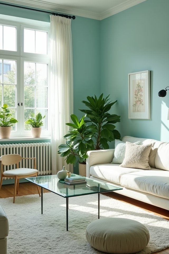 pastel blue minimalist living room