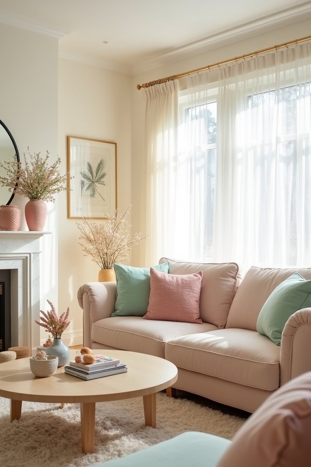 pastel hues and creamy whites