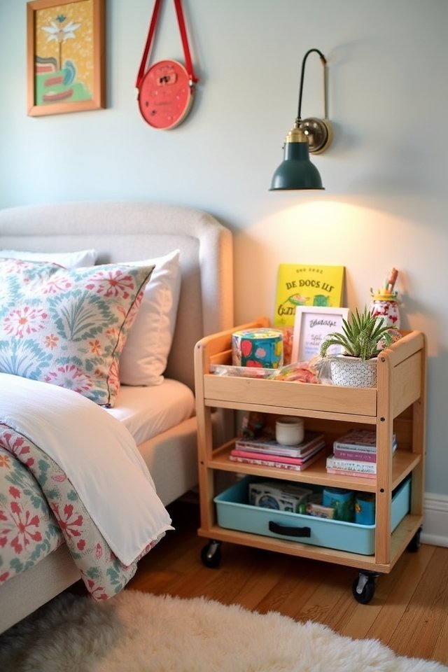 personalized bedside storage cart