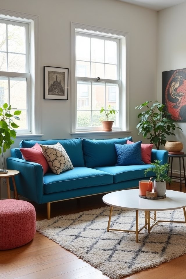 personalized blue sofa decor