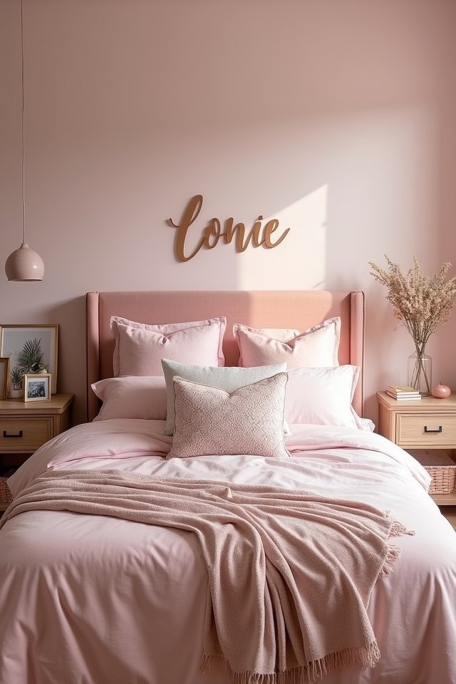 personalized blush bedroom accessories