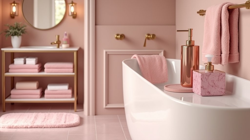 pink and gold bathroom essentials