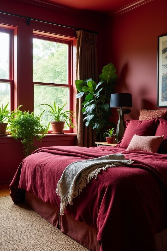 plants enhance red decor