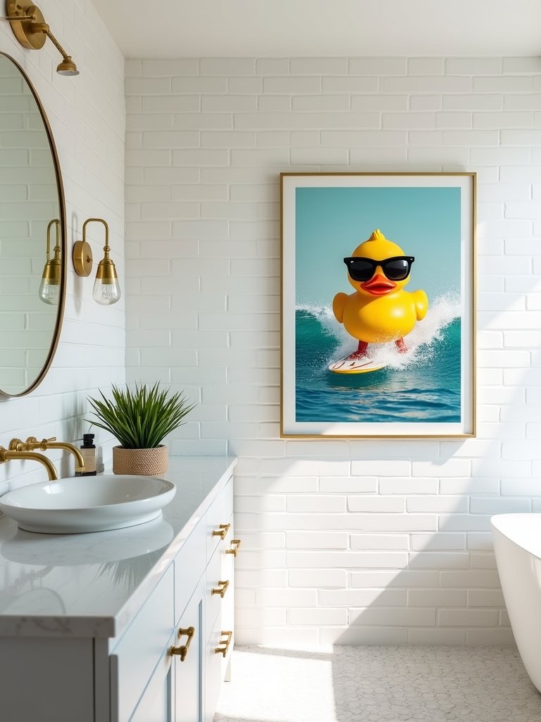 playful animal bathroom art