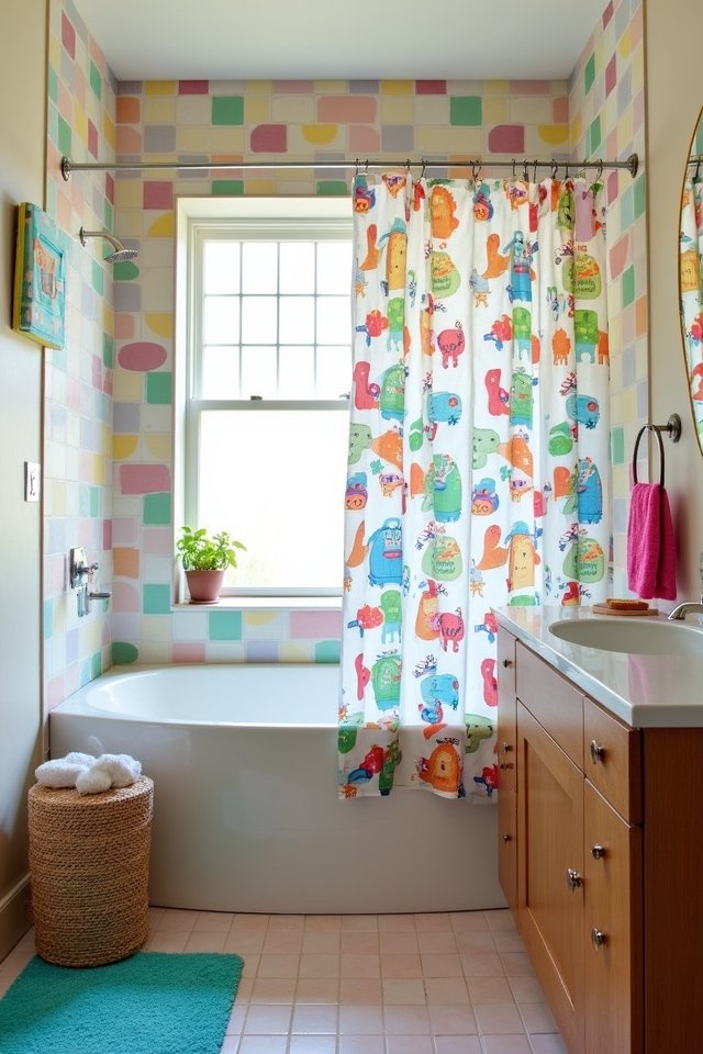 playful bathroom cartoon decor