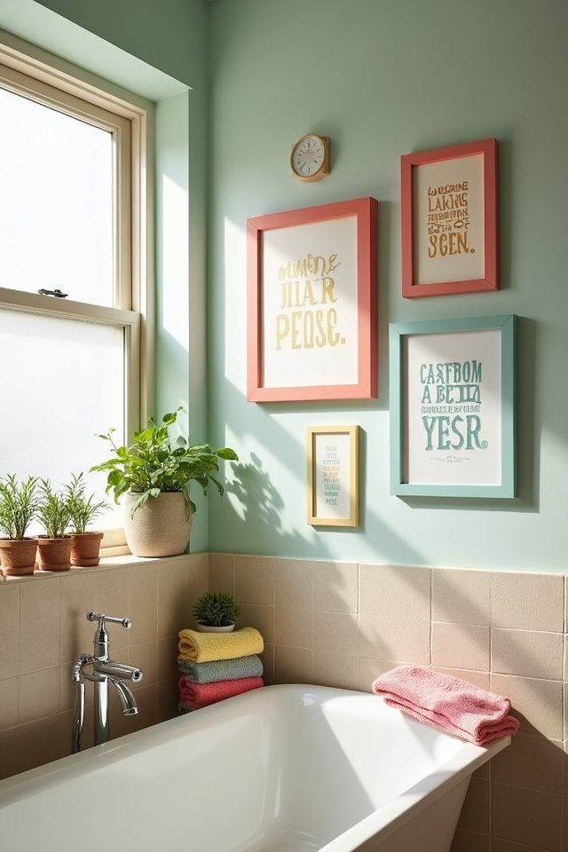 playful bathroom typography prints
