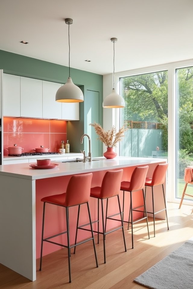 playful coral kitchen vibes