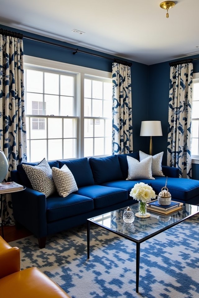 playful navy blue patterns
