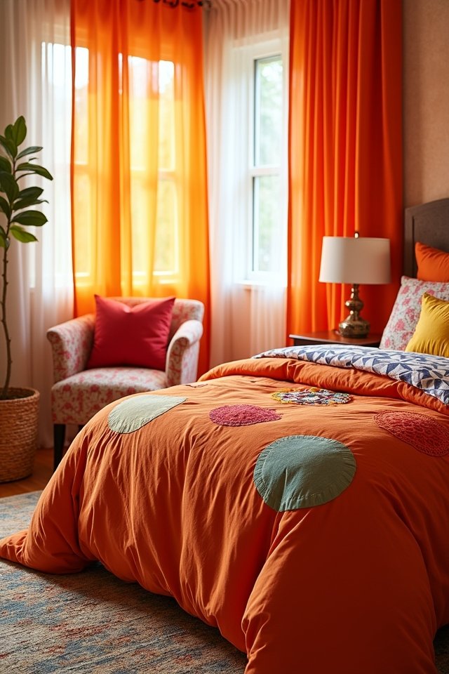 playful orange bedding patterns