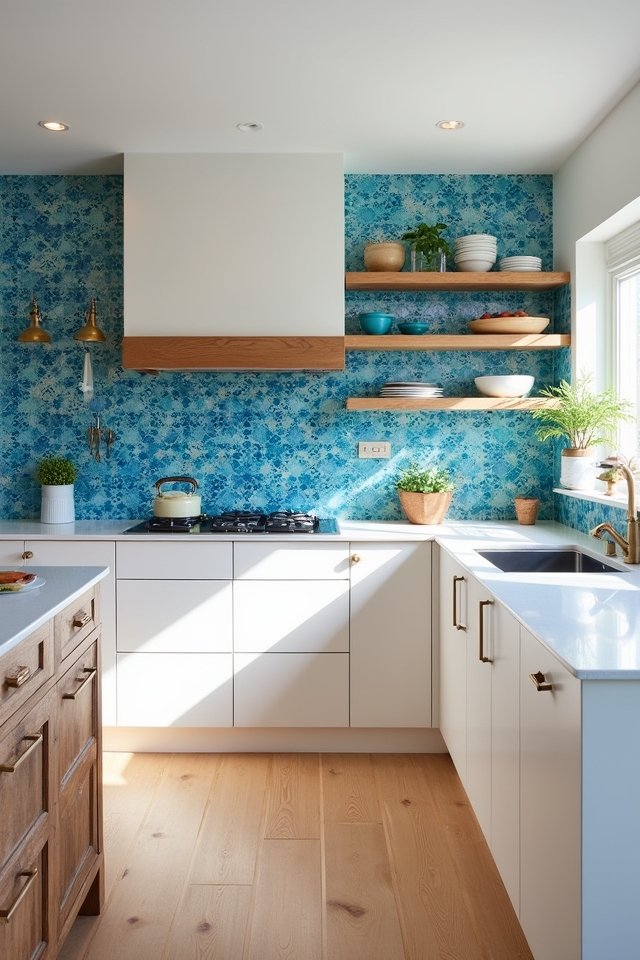 playful patterned kitchen backsplash