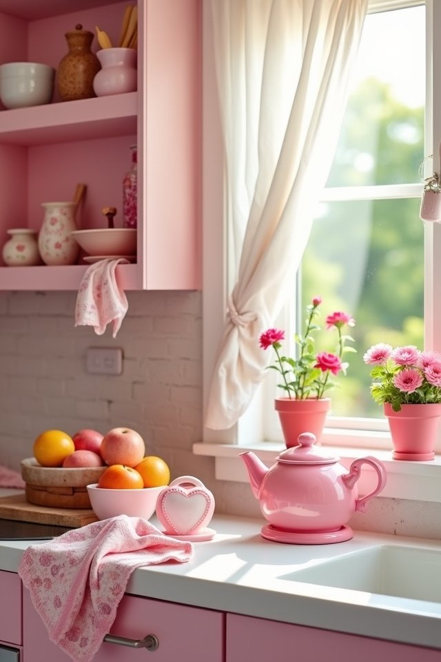 playful pink kitchen accents