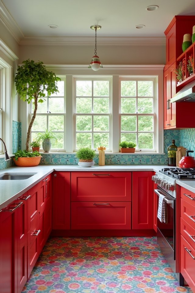 playful red cabinet designs