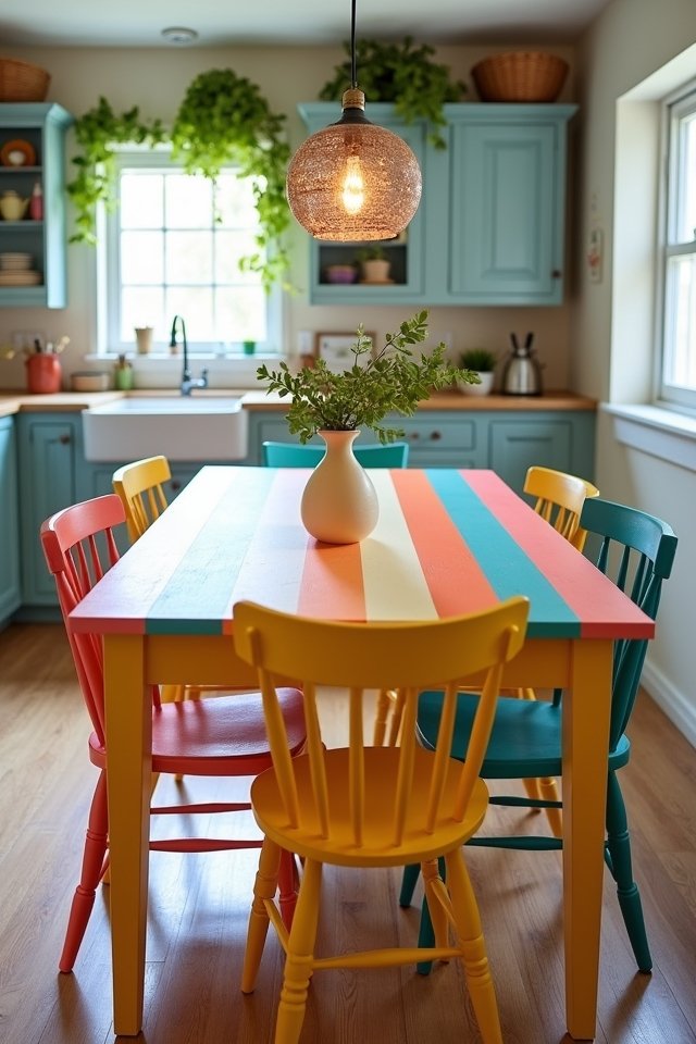 playful striped kitchen table