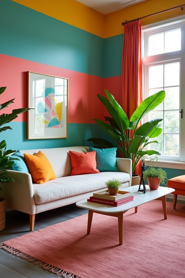 playful striped living room