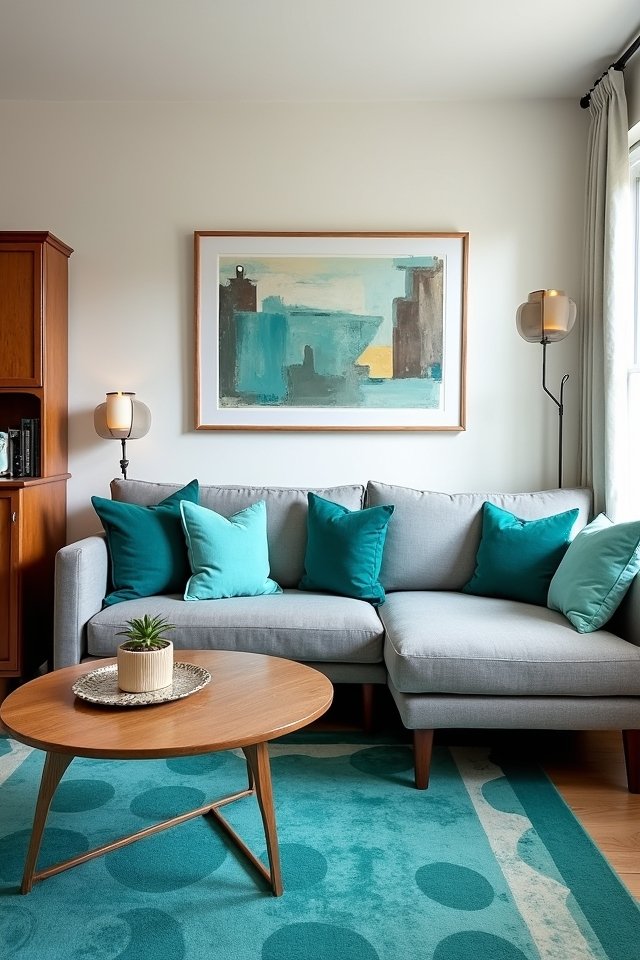 playful turquoise living room