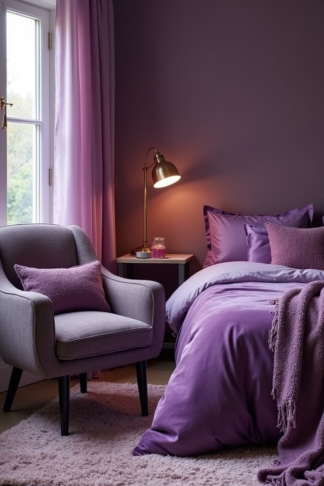 plush purple textiles enhance warmth