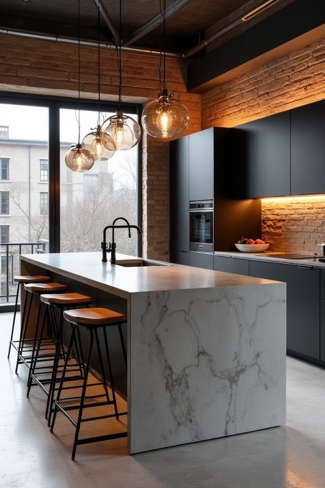polished concrete kitchen island