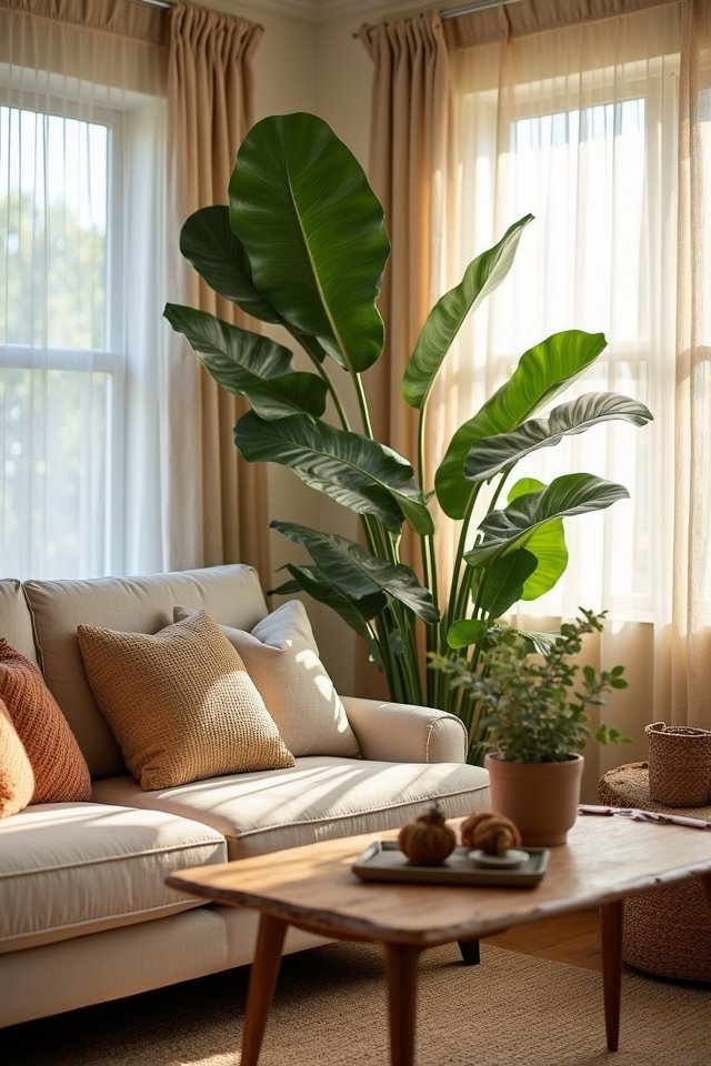 potted plants brighten living room