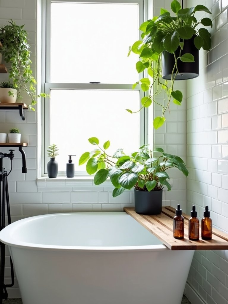 potted plants enhance bathrooms
