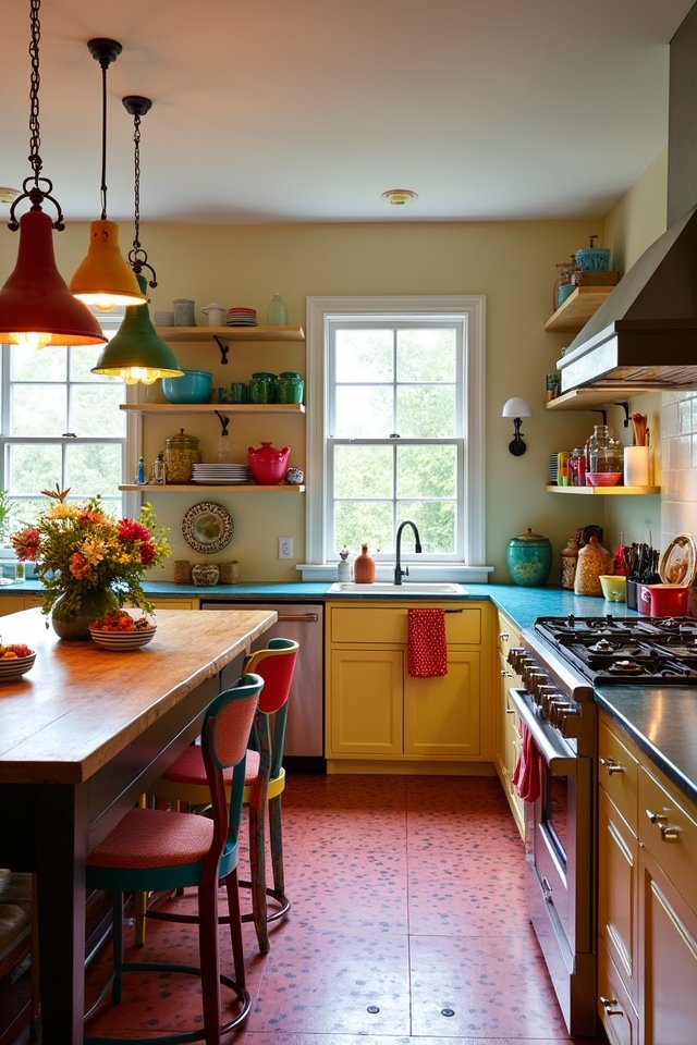 quirky colorful kitchen lighting