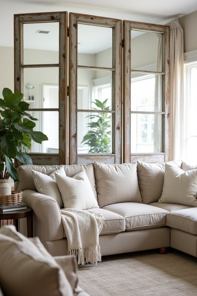 reclaimed frames as dividers