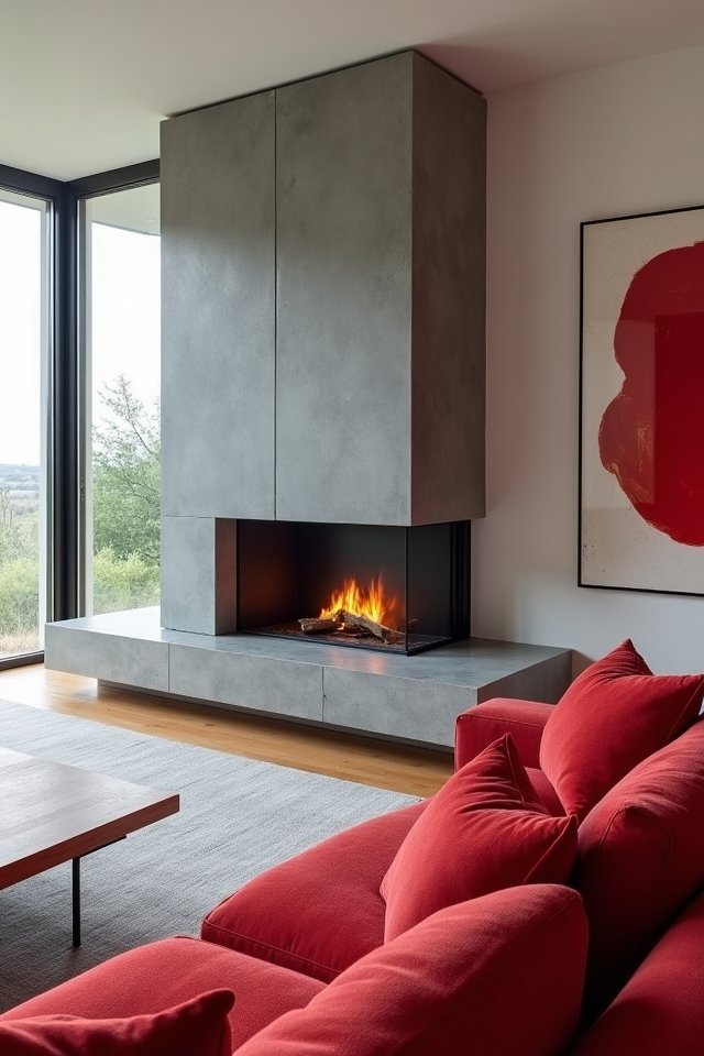 red accents grey stone