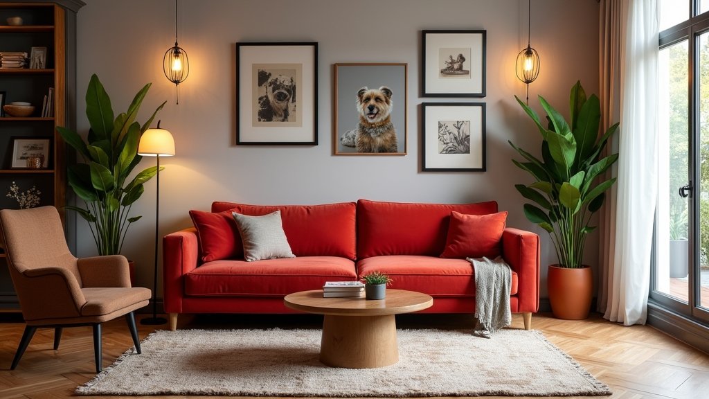 red couch living room inspiration