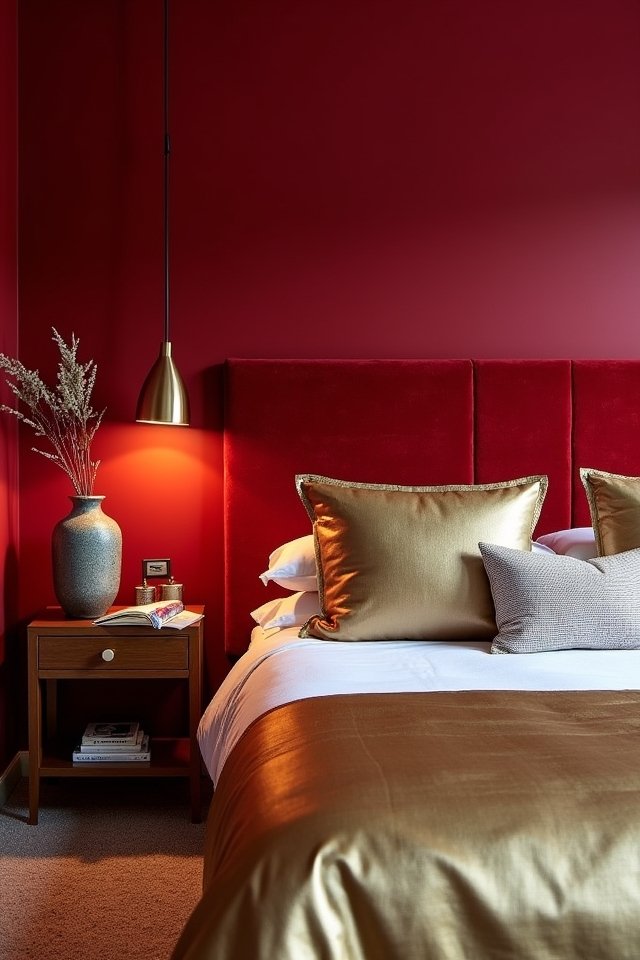 red decor with metallic accents