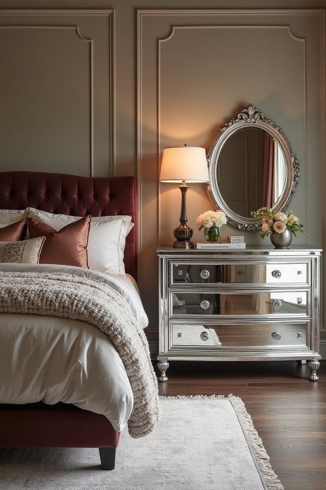 reflective chic bedroom accents