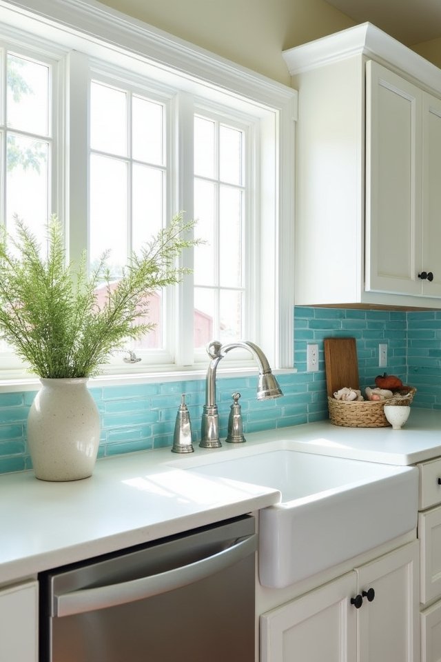 relaxing beach inspired backsplash design