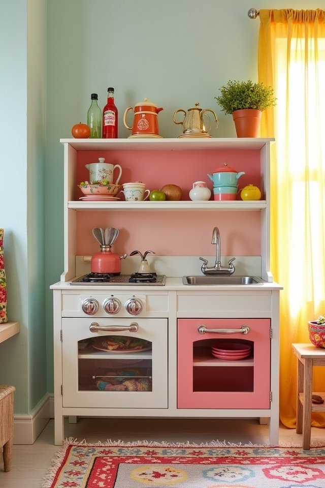 repurposed bookshelf play kitchen