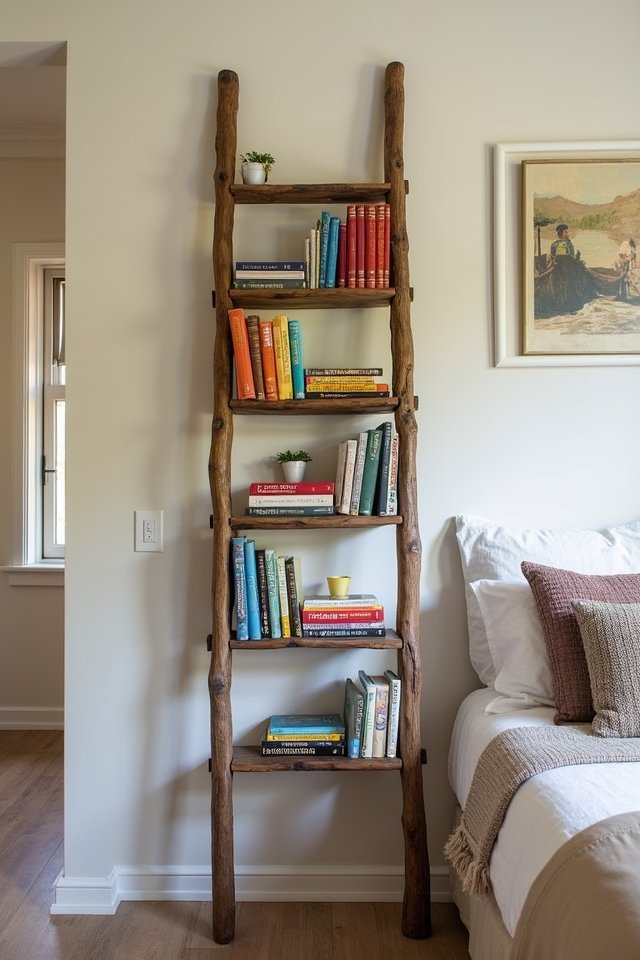 repurposed furniture as bookshelves