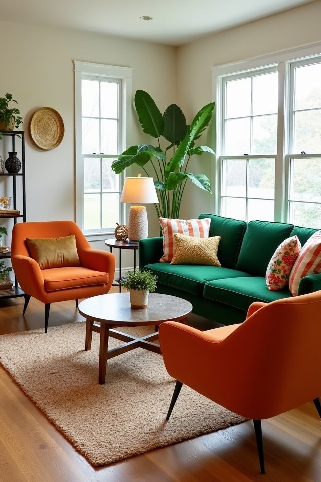 retro green and orange furniture
