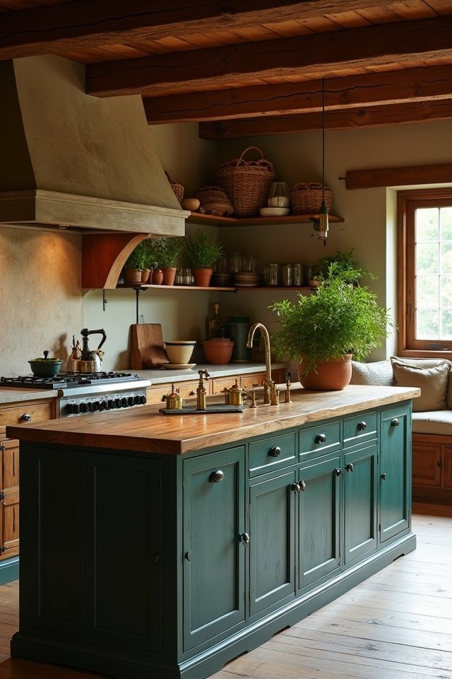 rich green kitchen island