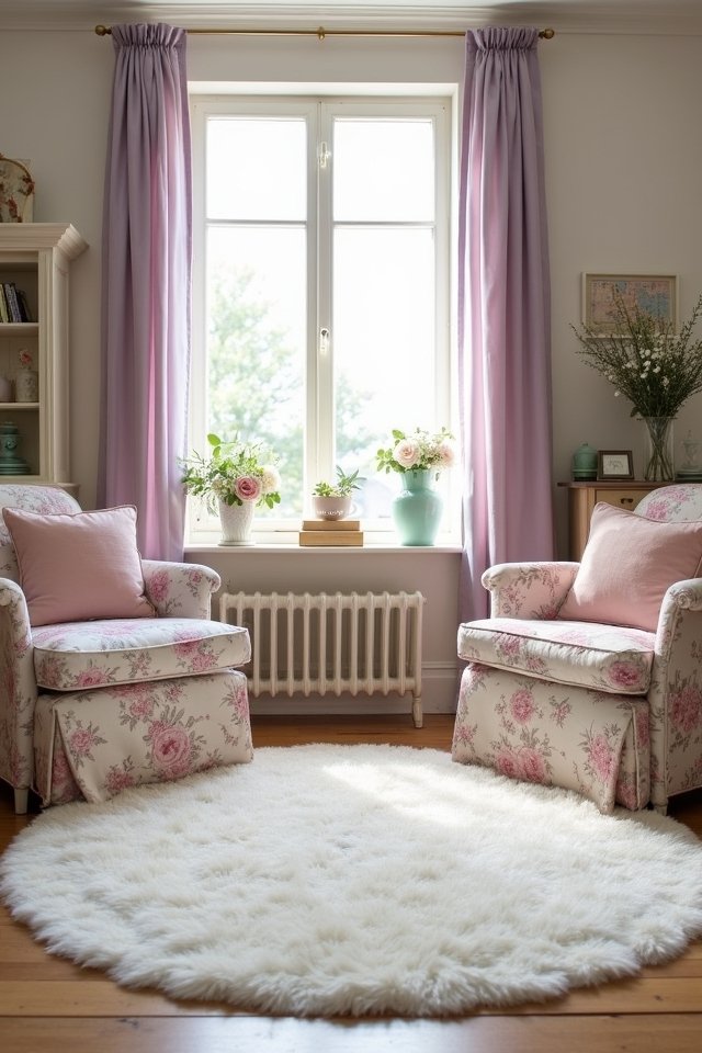 romantic pastel living room accents