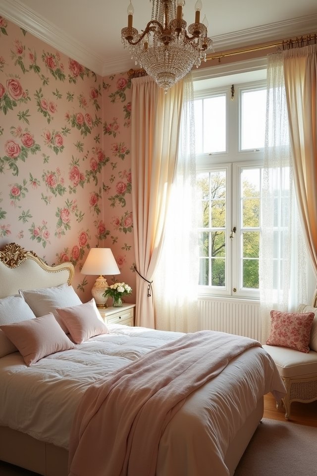 romantic rose patterned bedroom transformation