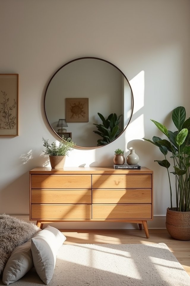 round mirrors soften spaces