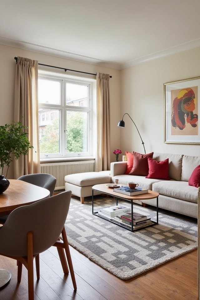 rug defines cozy spaces