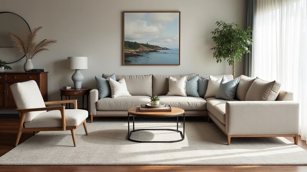 rug placement and sizing