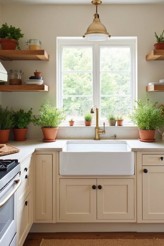 rustic beige farmhouse sink