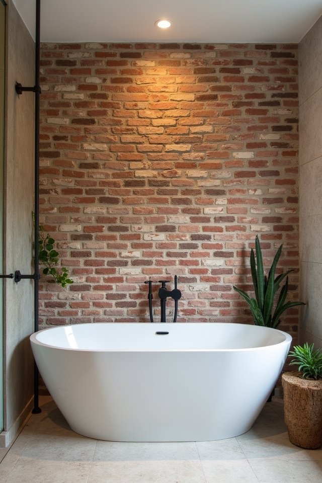 rustic brick bathroom retreat