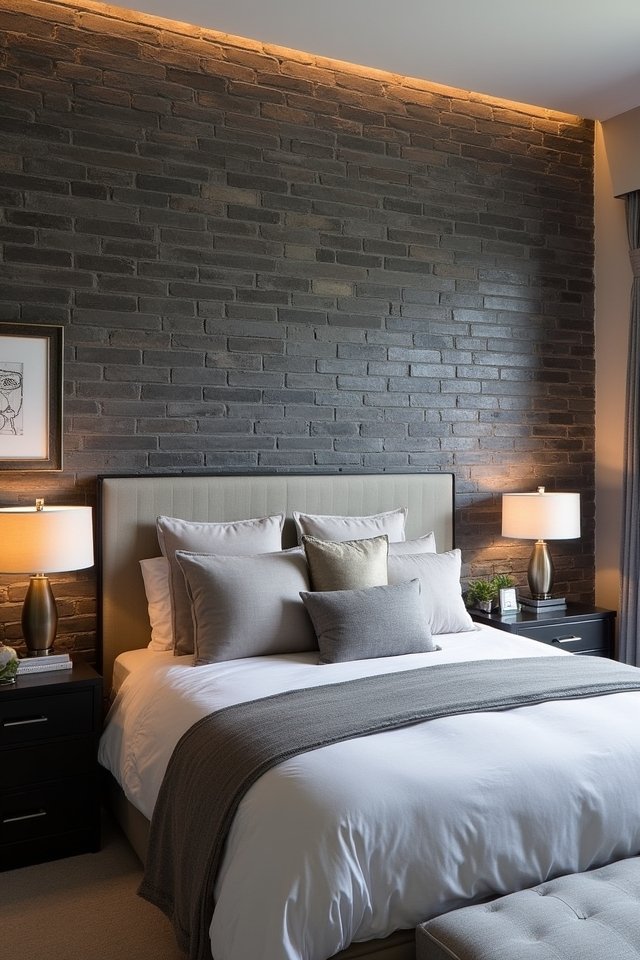 rustic brick bedroom accents