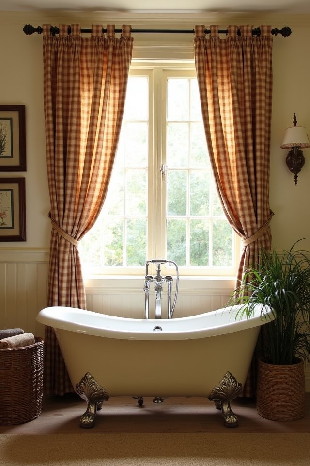 rustic checkered plaid curtains